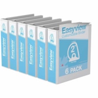 Davis 2" Easyview Premium Customizable Binder, D Ring, White, Pack of 6 - Letter - 8 1/2" x 11" Sheet Size - 500 Sheet Capacity - 2" (50.80 mm) Ring - Fastener(s): 3 x D-Ring - Pocket(s): 2, Internal - Polypropylene - White - PVC-free - 6 / Pack