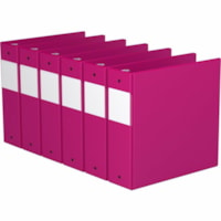 Davis 3" Premium Economy Binder, Round Ring, Pink, Pack of 6 - Letter - 8 1/2" x 11" Sheet Size - 600 Sheet Capacity - 3" (76.20 mm) Ring - Fastener(s): 3 x Round Ring - Pocket(s): 2, Internal - Polypropylene - Pink - Spine Label, PVC-free - 6 / Pack