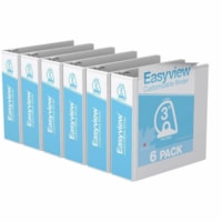 Davis 3" Easyview Premium Customizable Binder, D Ring, White, Pack of 6 - Letter - 8 1/2" x 11" Sheet Size - 625 Sheet Capacity - 3" (76.20 mm) Ring - Fastener(s): 3 x D-Ring - Pocket(s): 2, Internal - Polypropylene - White - PVC-free - 6 / Pack