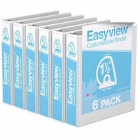 Davis 1-1/2" Easyview Premium Customizable Binder, D-Ring, White, Pack of 6 - Letter - 8 1/2" x 11" Sheet Size - 350 Sheet Capacity - 1.50" (38.10 mm) Ring - Fastener(s): 3 x D-Ring - Pocket(s): 2, Internal - Polyethylene - White - PVC-free - 6 / Pack