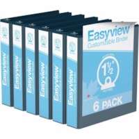 Davis 1-1/2" Easyview Premium Customizable Binder, Round Ring, Navy Blue, Pack of 6 - Letter - 8 1/2" x 11" Sheet Size - 275 Sheet Capacity - 1.50" (38.10 mm) Ring - Fastener(s): 3 x Round Ring - Pocket(s): 2, Internal - Polypropylene - Navy Blue - Spine Label, PVC-free - 6 / Pack