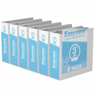 Davis 3" Easyview Premium Customizable Binder, Round Ring, White, Pack of 6 - Letter - 8 1/2" x 11" Sheet Size - 600 Sheet Capacity - 3" (76.20 mm) Ring - Fastener(s): 3 x Round Ring - Pocket(s): 2, Internal - Polypropylene - White - PVC-free - 6 / Pack