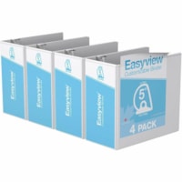 Davis 5" Easyview Premium Customizable Binder, D-Ring, White, Pack of 4 - Letter - 8 1/2" x 11" Sheet Size - 1000 Sheet Capacity - 5" (127 mm) Ring - Fastener(s): 3 x D-Ring - Pocket(s): 2, Internal - Polypropylene - White - PVC-free - 4 / Pack