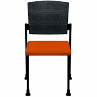 HDL Dune Stackable Armless Guest Chair with Feet, Orange Fabric - Orange Fabric Seat - Black Mesh Back - Black Steel Frame - Mid Back - Four-legged Base - Orange - 1.0