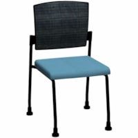 HDL Dune Guest Chair without Arms & with Non-marking Feet - Blue Fabric Seat - Black Mesh Back - Black Steel Frame - Mid Back - Four-legged Base - 1 / Unit