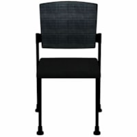 HDL Dune Stackable Armless Guest Chair with Feet, Black Fabric - Black Fabric Seat - Black Mesh Back - Black Steel Frame - Mid Back - Four-legged Base - Black - 1.0