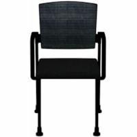 HDL Dune Stackable Guest Armchair with Feet, Black Fabric - Black Fabric Seat - Black Mesh Back - Black Steel Frame - Mid Back - Four-legged Base - Black - Armrest - 1.0