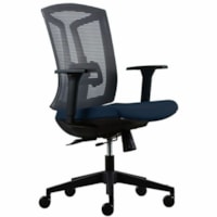 HDL Echo Mid-Back Chair, Navy - Navy Fabric Seat - Black Mesh, Plastic Back - Black Plastic Frame - Mid Back - Navy - Fabric - 1.0