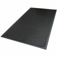 M+A SuperScrape Industrial-Grade Black Outdoor Entrance Rubber Scraper Mat, 4' x 6' - Entrance, Floor, Outside Entrance, Commercial, Industry - 72" (1828.80 mm) Length x 48" (1219.20 mm) Width x 0.370" (9.40 mm) Thickness - Rectangular - Nitrile Rubber - Black - 1 / Unit