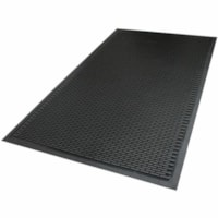 M+A SuperScrape Mat - Outdoor, Wet Place, Entrance, Industry, Floor - 36" (914.40 mm) Length x 10 ft (3048 mm) Width x 0.188" (4.76 mm) Thickness - Nitrile Rubber - Black - 1 / Unit