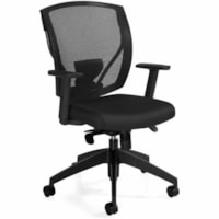 Offices To Go Chair - Fabric Seat - Black Fabric, Mesh Back - Black Frame - Mid Back - Mesh