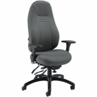 Global Chair - Fabric Seat - Gray Fabric, Hardwood Back - Black Frame - Ironwork - Wood, Fabric, Plastic