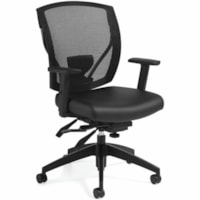 Offices To Go Chair - Bonded Leather Seat - Black Mesh Back - Black Frame - Mid Back