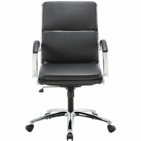 TygerClaw Mid-Back Executive Chair, Black Bonded Leather - Bonded Leather Seat - Black Bonded Leather, Polyurethane Back - Black Frame - Mid Back - Leather - Armrest