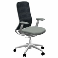 HDL Hermes Mid-Back Task/Meeting Chair - Gray Foam, Fabric Seat - Gray Mesh Back - Gray Aluminum Frame - Mid Back - 5-star Base - Armrest - 1 / Unit