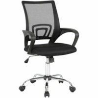 TygerClaw Mid-Back Office Chair, Black Mesh - Mesh Seat - Black Mesh Back - Silver Frame - Mid Back - Mesh - Armrest