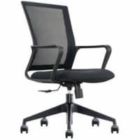 HDL Hera Mid-Back Task Chair - Black Mesh Back - 5-star Base - Armrest - 2 / Carton