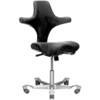 ergoCentric HÃ...G Capisco Chair Saddle Seat - Fabric Seat - Black Fabric, Plastic Back - Silver Frame - Mid Back - Black - Fabric