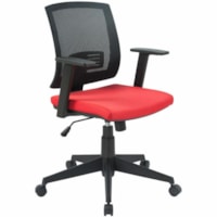 TygerClaw Low-Back Office Chair, Black Mesh Back/Red Seat - Polyurethane Seat - Black Polyurethane, Mesh Back - Black Frame - Low Back - Polyurethane, Mesh