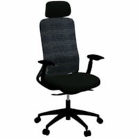 HDL Hermes High-Back Task/Meeting Chair - Black Foam, Fabric Seat - Black Mesh Back - High Back - 5-star Base - Armrest