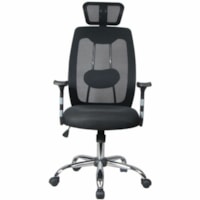 TygerClaw Ergonomic High-Back Office Chair with Headrest, Black Mesh - Mesh Seat - Black Mesh Back - Silver Frame - High Back - Mesh - Armrest