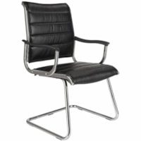 TygerClaw Mid-Back Office Chair, Black Bonded Leather - Bonded Leather Seat - Black Bonded Leather Back - Silver Frame - Mid Back - Leather - Armrest