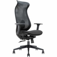 HDL Hercules High-Back Task/Meeting Chair, Black - Navy Fabric Seat - Black Mesh, Plastic Back - Black Plastic Frame - High Back - Black - Fabric - 1.0