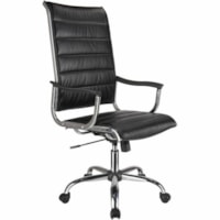 TygerClaw High-Back Office Chair, Black Bonded Leather - Bonded Leather Seat - Black Bonded Leather Back - Silver Frame - High Back - Leather - Armrest