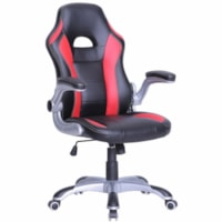 TygerClaw Executive Mid-Back Gaming Style Office Chair, Black and Red - Polyurethane Seat - Black Polyurethane Back - Silver Frame - High Back - Black, Red - Polyurethane