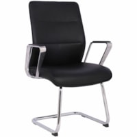 TygerClaw Mid-Back Office Chair, Black PU Leather - Faux Leather Seat - Black Faux Leather Back - Black Frame - Mid Back - Leather, Mock Leather - Armrest