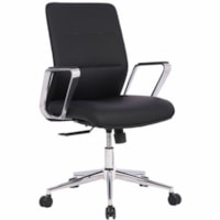 TygerClaw Executive Mid-Back Office Chair, Black PU Leather - Faux Leather Seat - Black Faux Leather Back - Black Frame - Mid Back - Leather, Mock Leather - Armrest