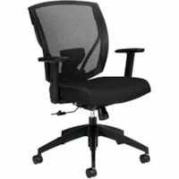 Offices To Go Ibex Mid-Back Tilter Chair, Black Quilt Fabric Seat/Mesh Back - Quilted Fabric Seat - Black Mesh Back - Black Frame - Mid Back - Black