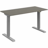 Global Foli 3-Stage 46" Electric Height-Adjustable Table, Absolute Acajou - Rectangle Top - Silver Base - 265 lb (120.20 kg) Capacity - Height Adjustable x 46" (1168.40 mm) Width x 23" (584.20 mm) Depth - Commercial - Assembly Required - Absolute Acajou - Particleboard - 1