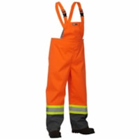 Forcefield Hi Vis Safety Rain Bib Pant, Orange, XL - Bib Overall - X-Large - Orange - 100% Polyester