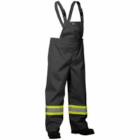 Forcefield Hi Vis Safety Rain Bib Pant, Black, Large - Bib Overall - Large - Black - 100% Polyester