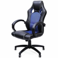 TygerClaw Executive High-Back PU Leather "Racing Design" Gaming-Style Chair, Black/Blue - Black, Blue Mesh, Polyvinyl Chloride (PVC) Seat - Black, Blue Polyvinyl Chloride (PVC), Polyurethane Back - Black Frame - High Back - Black, Blue - 1.0