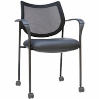 TygerClaw Mid-Back Guest Chair, Black Mesh/Fabric - Fabric Seat - Black Mesh Back - Silver Frame - Mid Back - Mesh, Fabric - Armrest