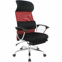 TygerClaw Ergonomic High-Back Office Chair with Headrest, Black Fabric and Red Mesh - Mesh Seat - Black Mesh Back - Silver Frame - High Back - Black, Red - Mesh - Armrest