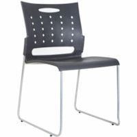 TygerClaw Stacking Chairs, Mid-Back, Black, Plastic - Set of 4 - Black Plastic Back - Silver Frame - Mid Back - Plastic