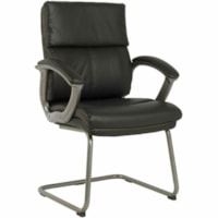 TygerClaw Modern Mid-Back Armchair, Black - Bonded Leather Seat - Bonded Leather Back - Armrest