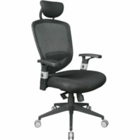 TygerClaw Ergonomic High Back Mesh Office Chair with Headrest - Black Fabric Seat - Black Mesh Back - High Back - 5-star Base - Black - Polyester