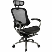 TygerClaw Professional Air Grid High-Back Office Chair with Adjustable Headrest, Black - Fabric Seat - Mesh Back - High Back - Chrome