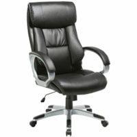 TygerClaw High-Back Executive Chair, Black - Polyurethane Seat - Black Polyurethane Back - Silver Frame - High Back - Nylon, Polyvinyl Chloride (PVC), Polyurethane - Armrest