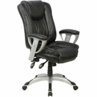 TygerClaw Executive High-Back Office Chair with Integrated Headrest, Black Bonded Leather - Bonded Leather Seat - Bonded Leather Back - High Back