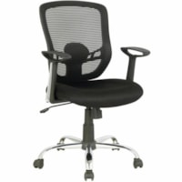 TygerClaw Air Grid Mid-Back Office Chair, Black - Fabric Seat - Mesh Back - Mid Back - Chrome