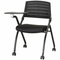 TygerClaw Low-Back Classroom Chair, Black - Plastic Seat - Black Fabric Back - Black Frame - Low Back - Black