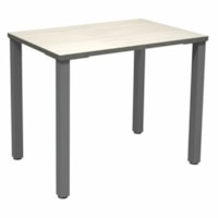 HDL 35-1/2" Table Desk with 2" Silver Offset Legs, Winter Wood - 35.5" x 23.8" x 29" - Band Edge - Material: Laminate, Metal - Finish: Laminate - Winter Wood, Laminate Table Top - Edge Banding - For Commercial, Dorm Room, Home Office, Business, Office, Computer