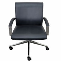 HDL Hypnos Mid-Back Meeting Chair, Black - Black Polyurethane Seat - Black Polyurethane Back - Aluminum Aluminum Frame - High Back - Black - 1.0