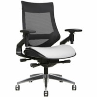 TygerClaw Mid-Back Office Chair, White, Bonded Leather Seat/Mesh Back - Bonded Leather Seat - Black Mesh Back - Black Frame - Mid Back - Faux Leather, Mesh