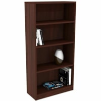 HDL Bookcase - x 31.5" x 13.8" x 1" x 64.5" - 4 Shelve(s) - 2 Adjustable Shelf(ves) - Material: Laminate, Particleboard - Finish: Royal Mahogany, Laminate - Adjustable/Fixed Shelf - For Commercial